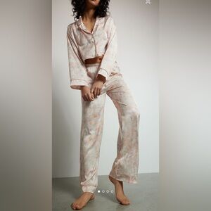 Dynamite Pink & Cream Marble Satin Pajama pants